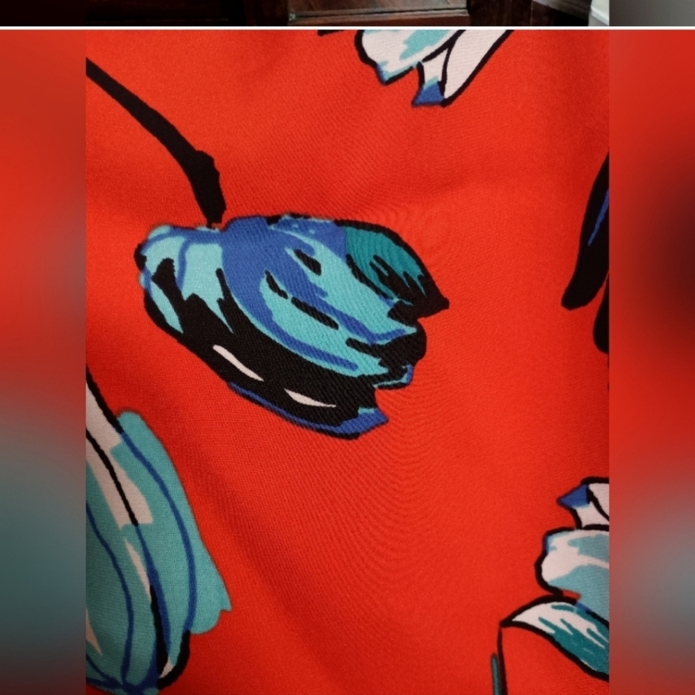 Diane Von Furstenberg Beautiful Red Floral Skirt_10 - Picture 3 of 5